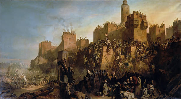 The capture of Jerusalem by Jacques de Molay in 1299. Found in the collection of Musée de l'Histoire de France, Château de Versailles. (Photo by Fine Art Images/Heritage Images/Getty Images)